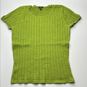 Talbots Lime Green Cable Knit Short Sleeve sweater top Gilmore girls y2k 90s